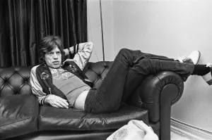 00377 Prints: Mick Jagger lead singer with the Rolling Stones seen here relaxing in a West End hotel