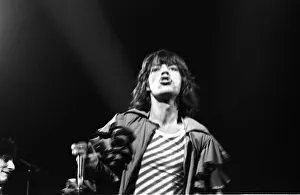 00377 Prints: Mick Jagger performing on stage during a Rolling Stones concert at at New Bingley Hall