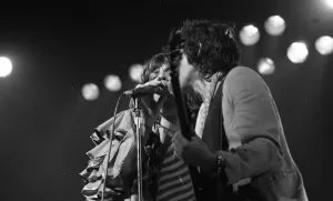 00377 Prints: Mick Jagger performing on stage during a Rolling Stones concert at at New Bingley Hall