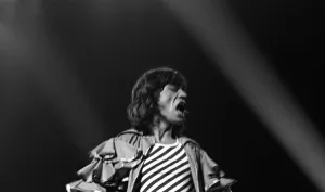 00377 Prints: Mick Jagger performing on stage during a Rolling Stones concert at at New Bingley Hall