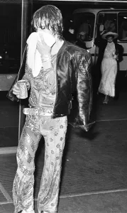 Black Leather Jacket Prints: Mick Jagger of the Rolling Stones arriving at the Odeon New Street