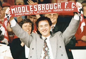 Management Prints: Middlesbrough chairman Steve Gibson celebrates promotion to the Premier League. May 1993