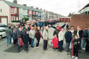 Queue Prints: Middlesbrough fans queue for tickets to the final game of the season at Ayresome Park
