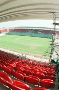 00509 Prints: Middlesbrough Football Club, new Riverside Stadium under constriction, Circa 1995
