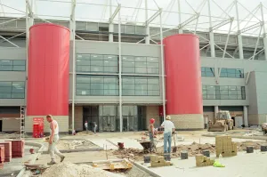 00509 Prints: Middlesbrough Football Club, new Riverside Stadium under constriction, Circa 1995