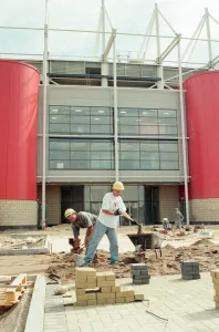 Middlesbrough Football Club, new Riverside Stadium under constriction, Circa 1995