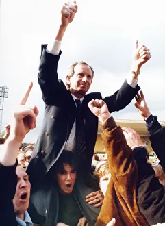 Middlesbrough Prints: Middlesbrough manager Lennie Lawrence celebrates promotion to the Premier League after