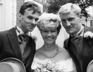 Groom Prints: Middlesbrough player Peter Beagrie marries wife Lynn with team mate Tony Mowbray as best