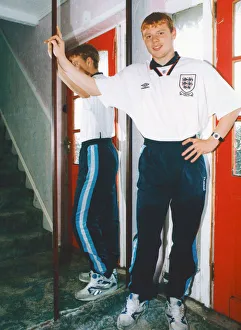 Umbro Prints: Middlesbrough player Phil Stamp seen here preparing to fly out to France to make his