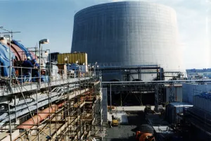 Power Station Prints: The mighty Enron cooling tower serves as a perfect backdrop to the huge 800 Million