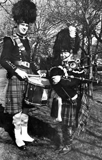 Images Dated 11th March 1985: Mike Glabus and Michelle Dawson from the North Tyne and District Pipe Band in March 1985