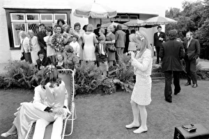 Mike McCartneys Wedding. Paul and Jane Asher pictured with Mike in white suit