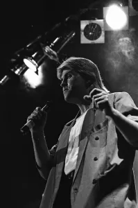 Mike Nolan of Bucks Fizz seen here performing on stage at Leas Cliff Hall, Folkestone