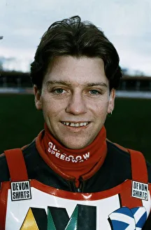 Mike Powell speedway rider Glasgow Tigers motorbike leathers