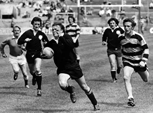 Mike Richards Neath RFU bursts through a gap in the Cardiff defence for a second half