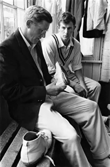 Mike Smith and David Brown Warwickshire cricketers pictured in the dressing room before