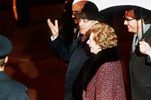 00198 Prints: Mikhail Gorbachev at Heathrow Airport with Prime Minister Margaret Thatcher April