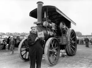 Vintage Prints: Milburn Stafford with his prize-winning 1920 steam road locomotive on 4th June 1984
