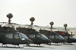 Gulf War Prints: US Military Forces, Surveillance Camera Helicopter at Dhahran Airbase, Saudi Arabia