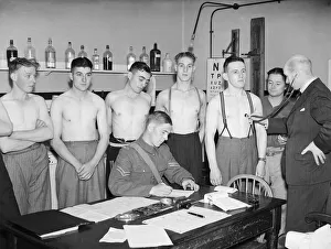 Militiamen reporting for training at the South Staffordshire Regiment Training Depot