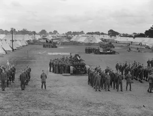Militiamen in training 27th July 1939 On parade at Oswestry camp