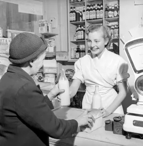 00844 Prints: Milk Woman cum Ballerina. Barbara Ferris who by day delivers the milk and the eggs