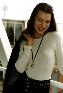 Milla Jovovich Actress at Heathrow airport to promote her new film Return To The Blue
