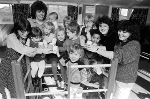 00529 Prints: Milnsbridge playgroup celebrate their first anniversary with the purchase of a new