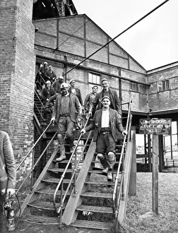 Miners leave danger behind after finishing a shift at Elemore Colliery