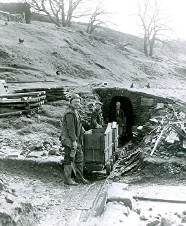 Miners are seen at the entrance to the drift before entering the Coalcleugh fluorspar