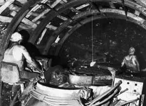 Miners Prints: Miners working at the coal face at the Frances Colliery in Scotland. 2nd March 1983