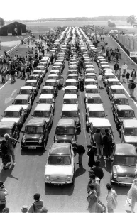 Race Track Prints: The Mini was 30 years old yesterday August 1989 Mini owners took their cars to