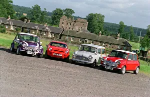 00096 Prints: Mini cars August 1998. Collection of cars owned by Jim and Janet Munro (LtoR