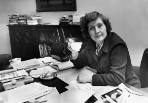 Minister of Education, Shirley Williams in her office at Curzon Street, W. 1