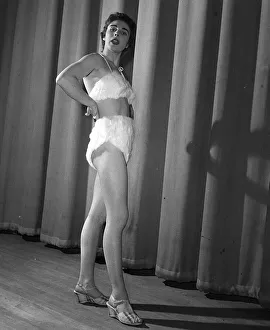 Mink fur bikini 1954 worn by Jackie Lee at fashion show Stoke Newington town hall