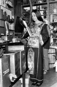 Minnie King, manageress of a Health food shop in Hampstead
