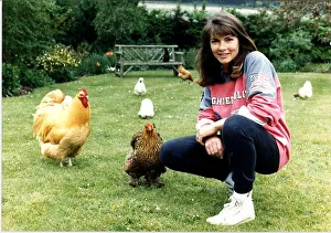 Miriam francome wife of John Francombe TV Presenter at home in the back garden