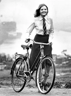 00078 Prints: Miss Dawn Whittaker who cycles round her Tyneside home on a 1935 bike