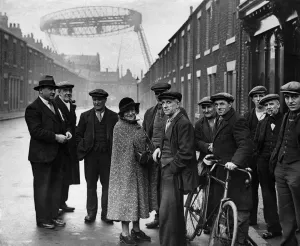Docks Prints: Miss Ellen Wilkinson canvassing members of her constituency outside Palmers Shipyard