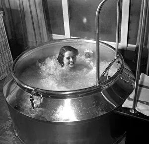 Miss Helen Rawsthorne, a city office worker having the sauna treatment