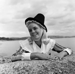 Miss Swansea 1966 Judy Radford, aged 19, in traditional Welsh costume. 31st July 1967