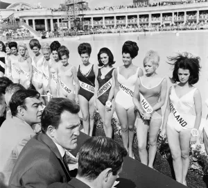 Miss UK 1966. Boxer Brian London judging at Blackpool. 9th August 1966