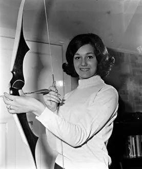 00112 Prints: Miss UK contest 1965, finalist Caroline Coupe at home. 31st August 1965