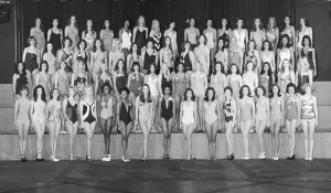 Swimsuit Prints: Miss World 1975. Swimwear Line-up 17th November 1975