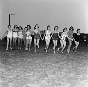 Miss World contestants go for a swim at the Butlins Hotel, Margate