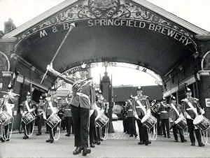 Brewing Prints: Mitchells and Butlers Brewery. The band and drum corps of the 1st Battalion