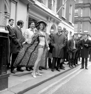 Mod fashions in winter. Janet Lyle and Michael Fish held a preview of their summer