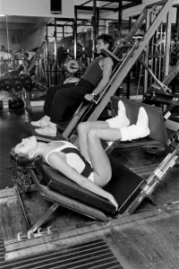 01110 Prints: Model Andrea Kovic working out at the Covent Garden Fitness Centre. 8th January 1987