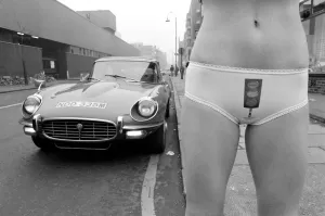 Model Carolyn Wright seen here on the streets of London modelling the 1975 Summer
