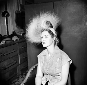 00011 Prints: Model hat brought from Paris to a fashion parade in a Manchester store
